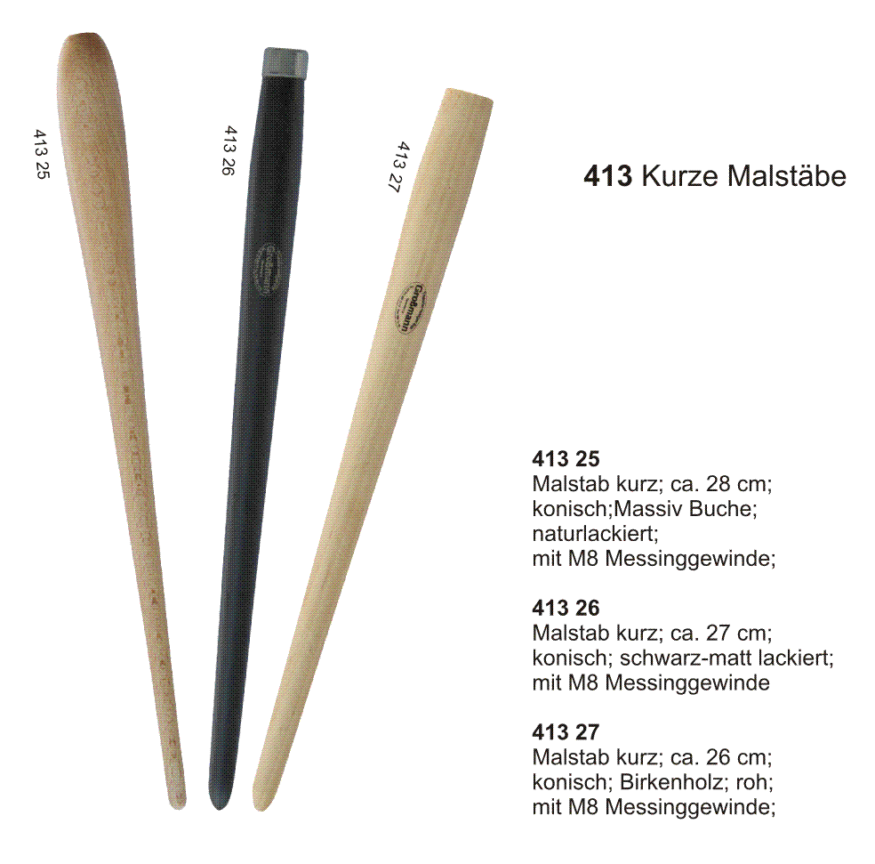 Malstab, kurz, natur-lackiert 